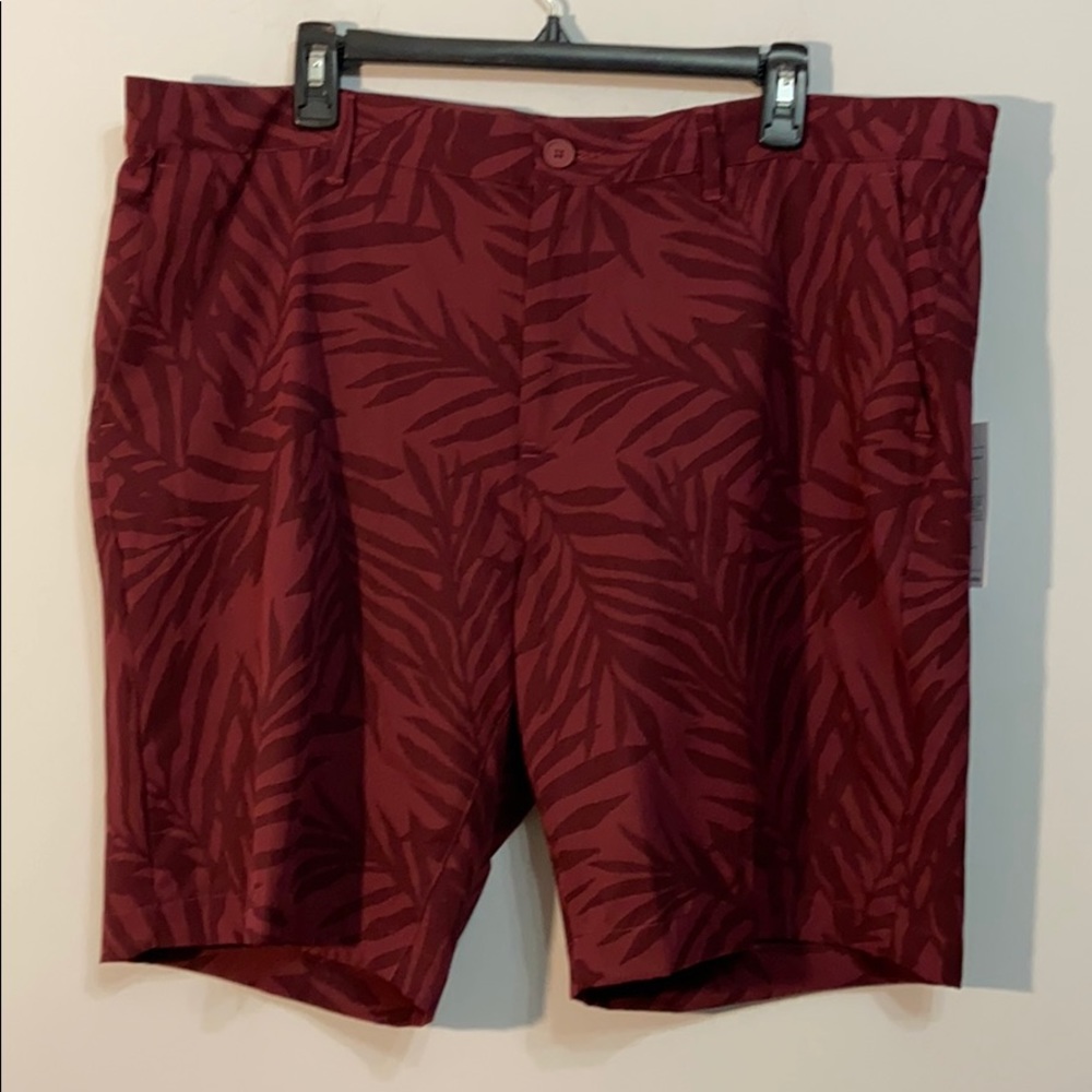 Men's Burgundy Patterned Shorts